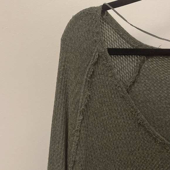 Free People Laguna Thermal Long Sleeve Top Moss Green - Sz S - Picture 4 of 6